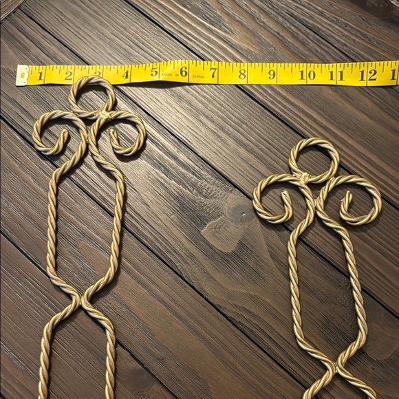 Pair of Gold Metal Wall Braided Candle Holders - Picture 3 of 8